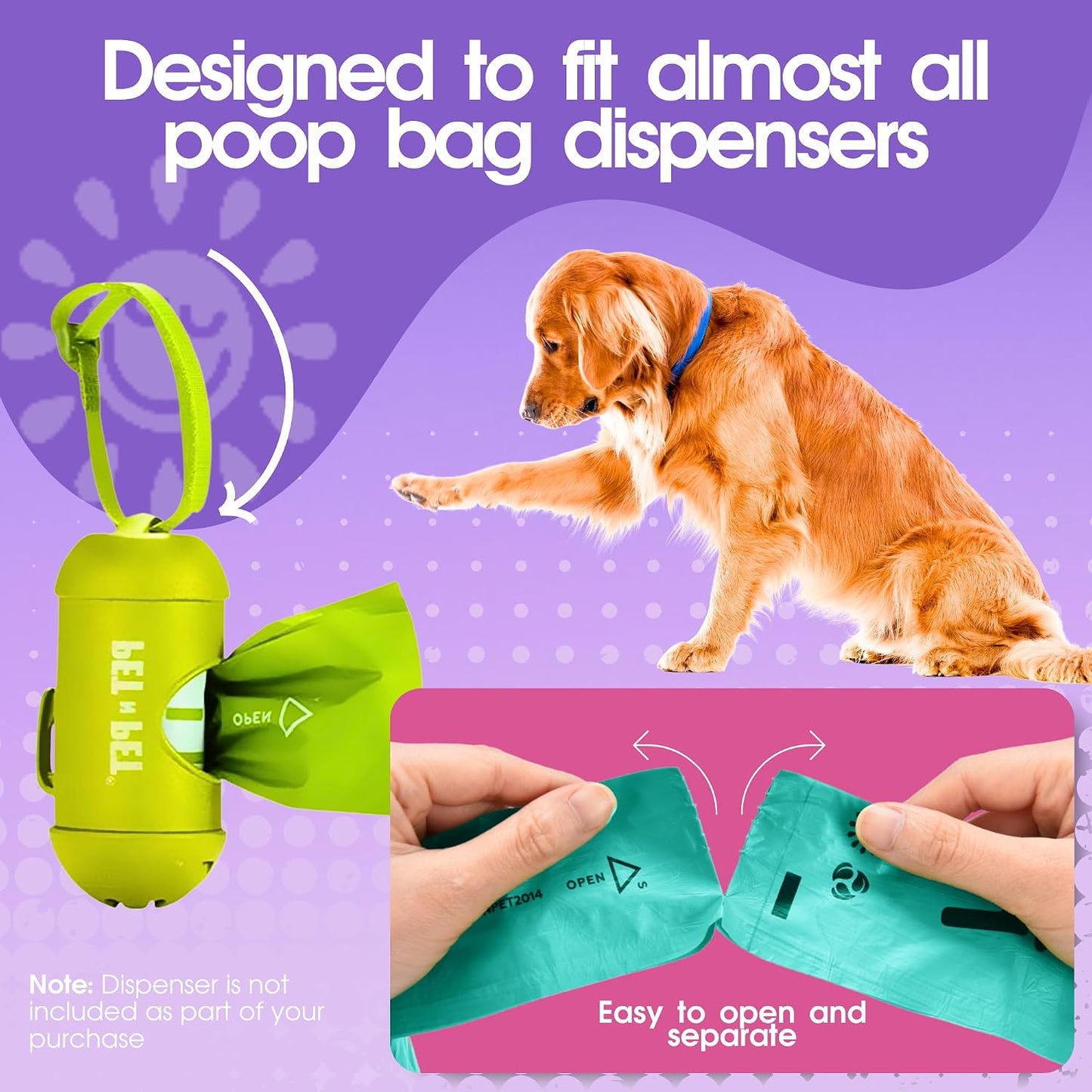 Extra thick leak proof colorful doggy bags for pet waste cleanup