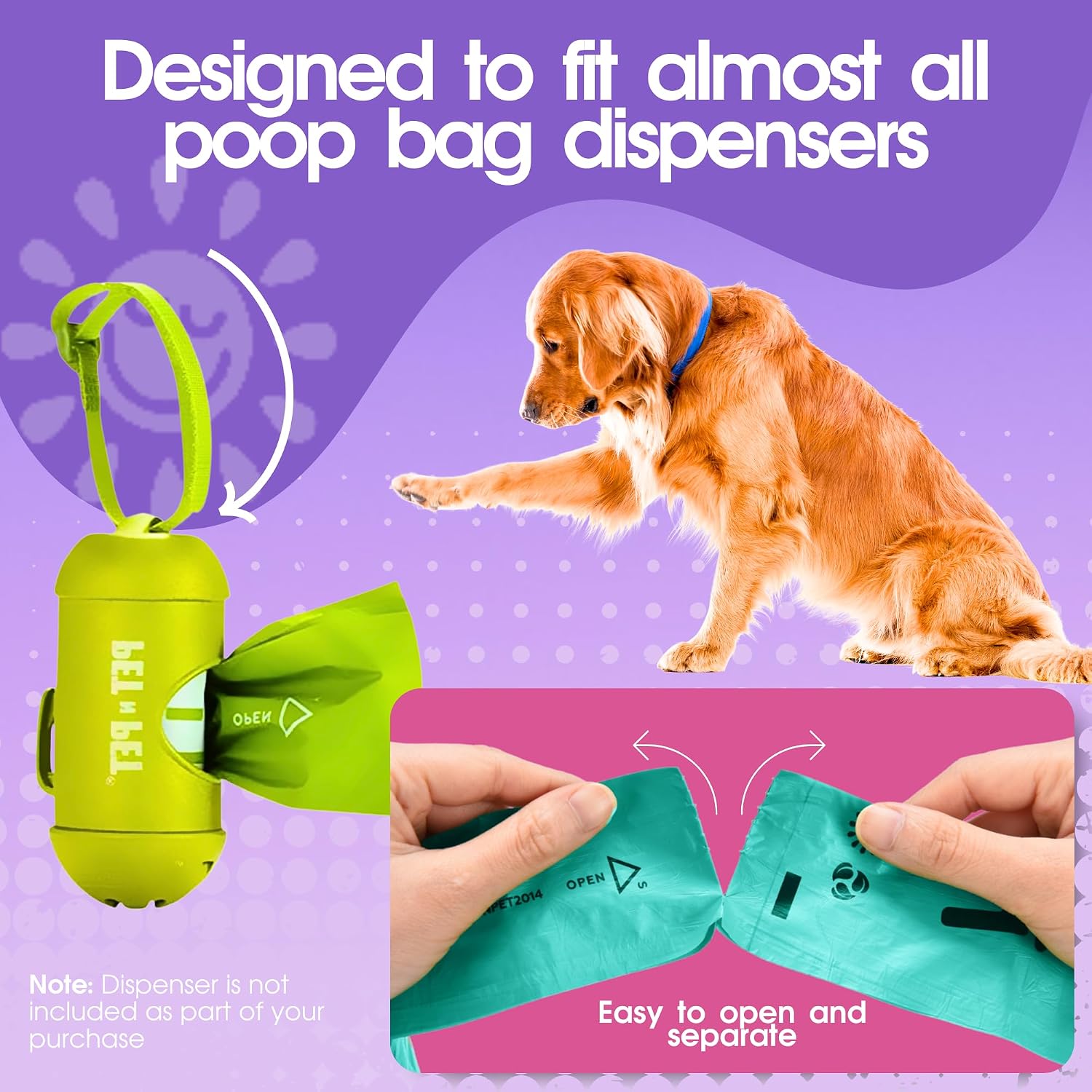Extra thick leak proof colorful doggy bags for pet waste cleanup