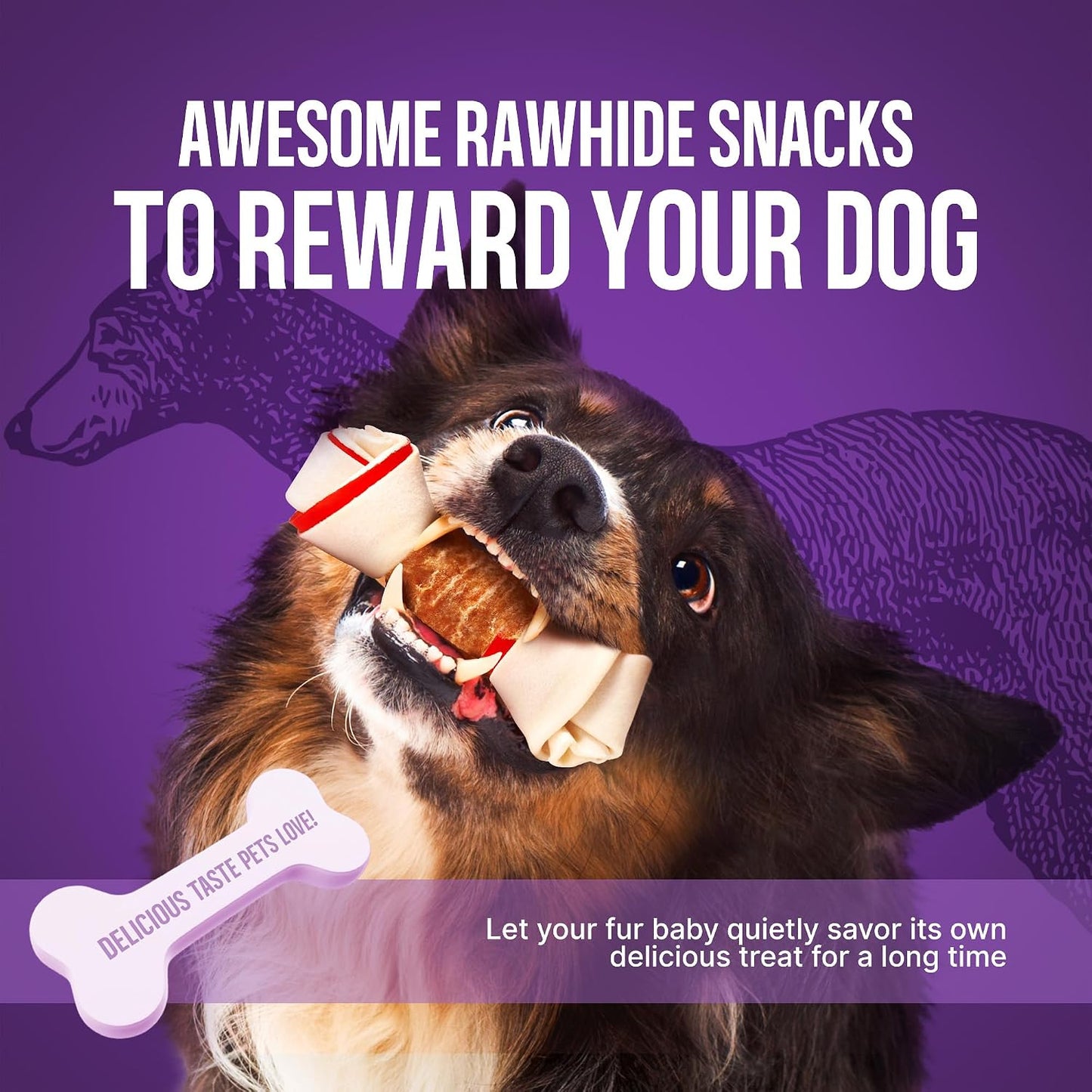 PETPHABET chicken wrapped rawhide dental care treats out of packaging for dog training