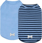 KYEESE 2Pack Dog Shirt, Soft Striped Dogs T Shirts, Lightweight Doggie Tank Top Cat Clothes, Sleeveless Dog Shirt for Small Dogs, Stretchy Pet Vest, Dark Blue, Medium - Image 1