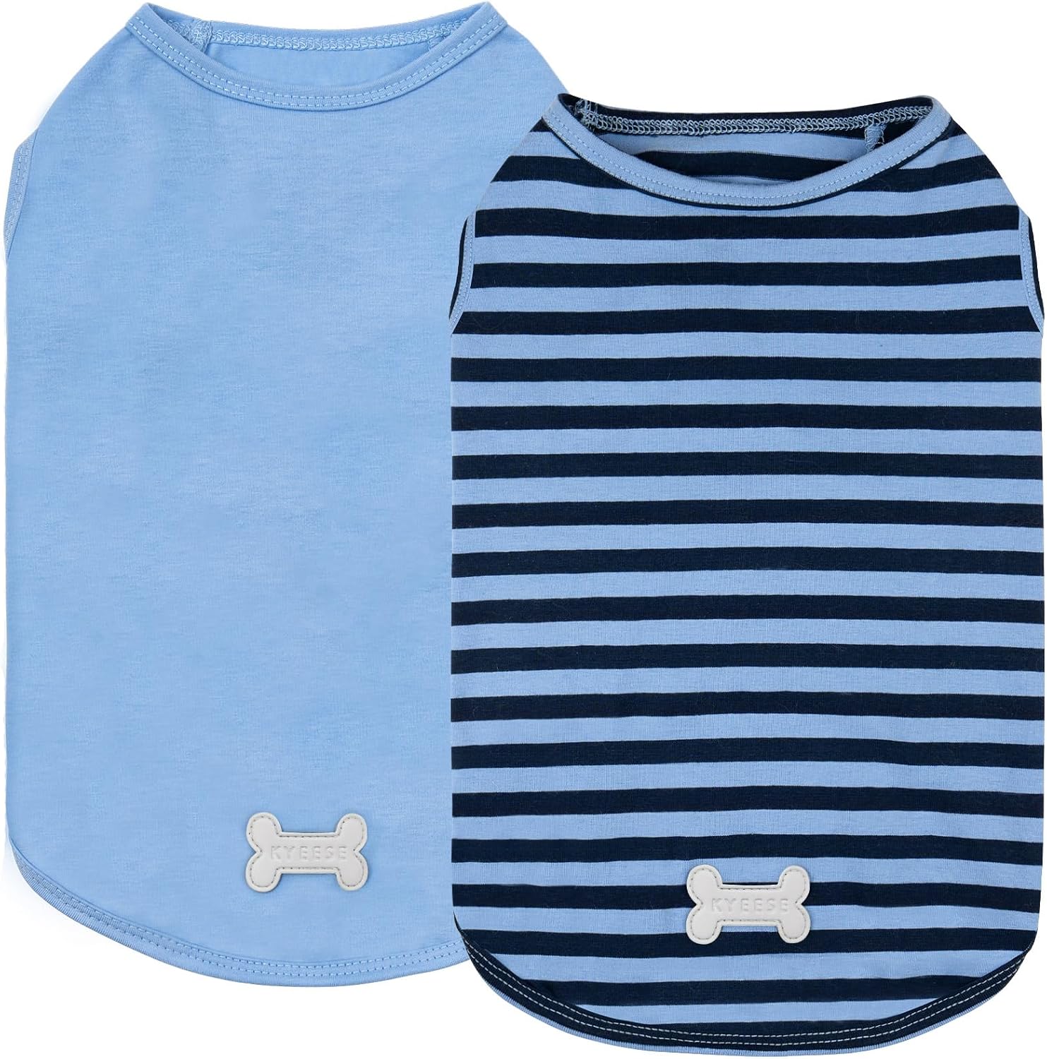 KYEESE 2Pack Dog Shirt, Soft Striped Dogs T Shirts, Lightweight Doggie Tank Top Cat Clothes, Sleeveless Dog Shirt for Small Dogs, Stretchy Pet Vest, Dark Blue, Medium - Image 1