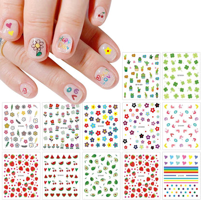 Jmeowio 14 Sheets Cute Nail Stickers front packaging view