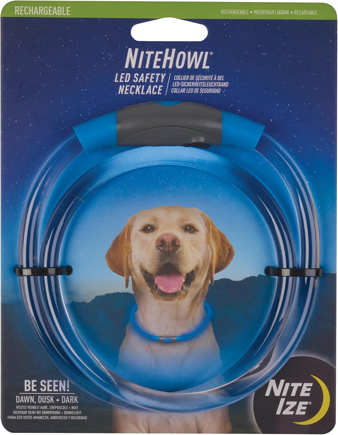 Nite Ize NiteHowl Rechargeable LED Safety Necklace - Dog Light for Dog-Walking Gear - Weather-Resistant Design - 5 Hours Runtime - Cut to Fit from 12" to 27" - Green - Image 10