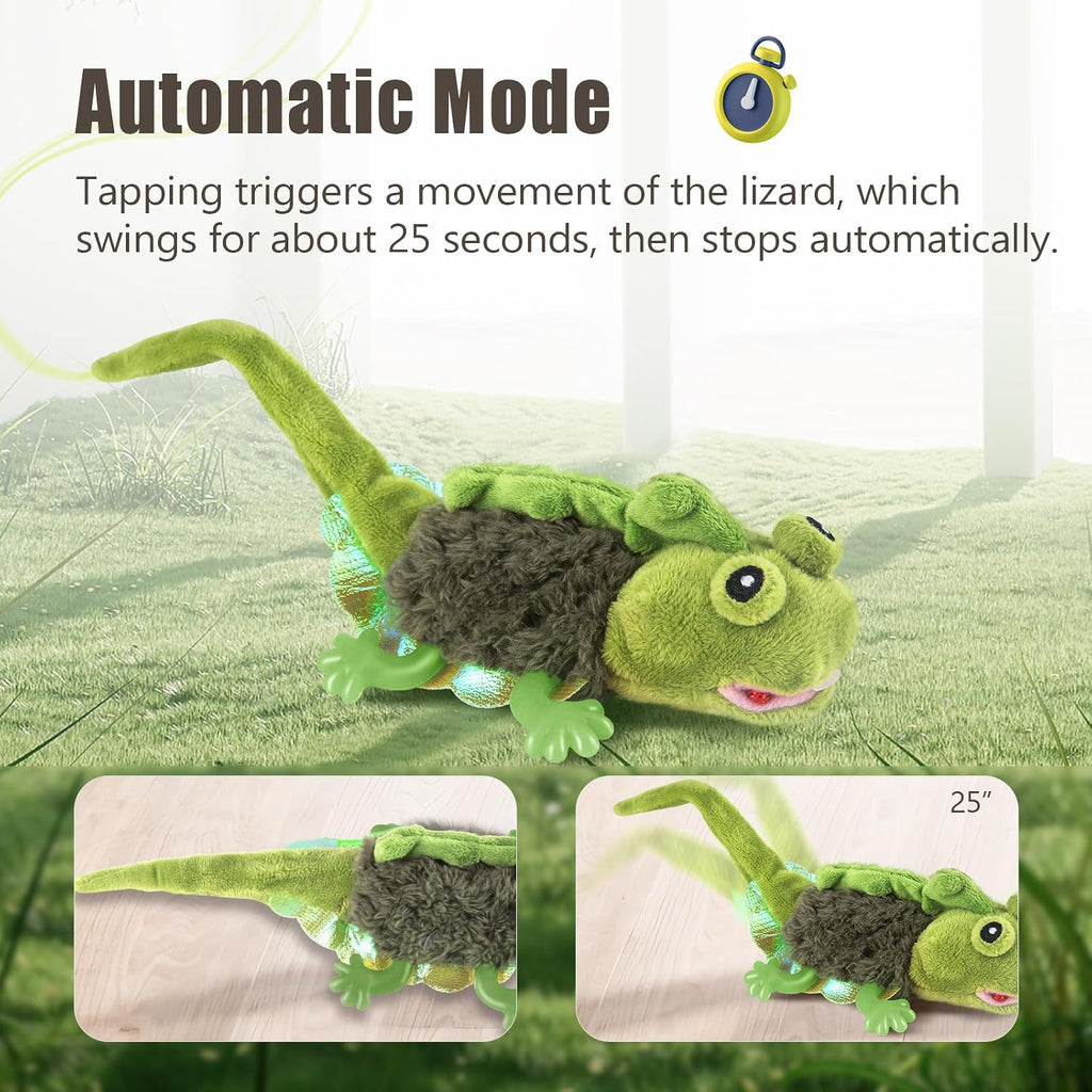 Migipaws interactive flapping lizard cat toy being hung up for chasing play