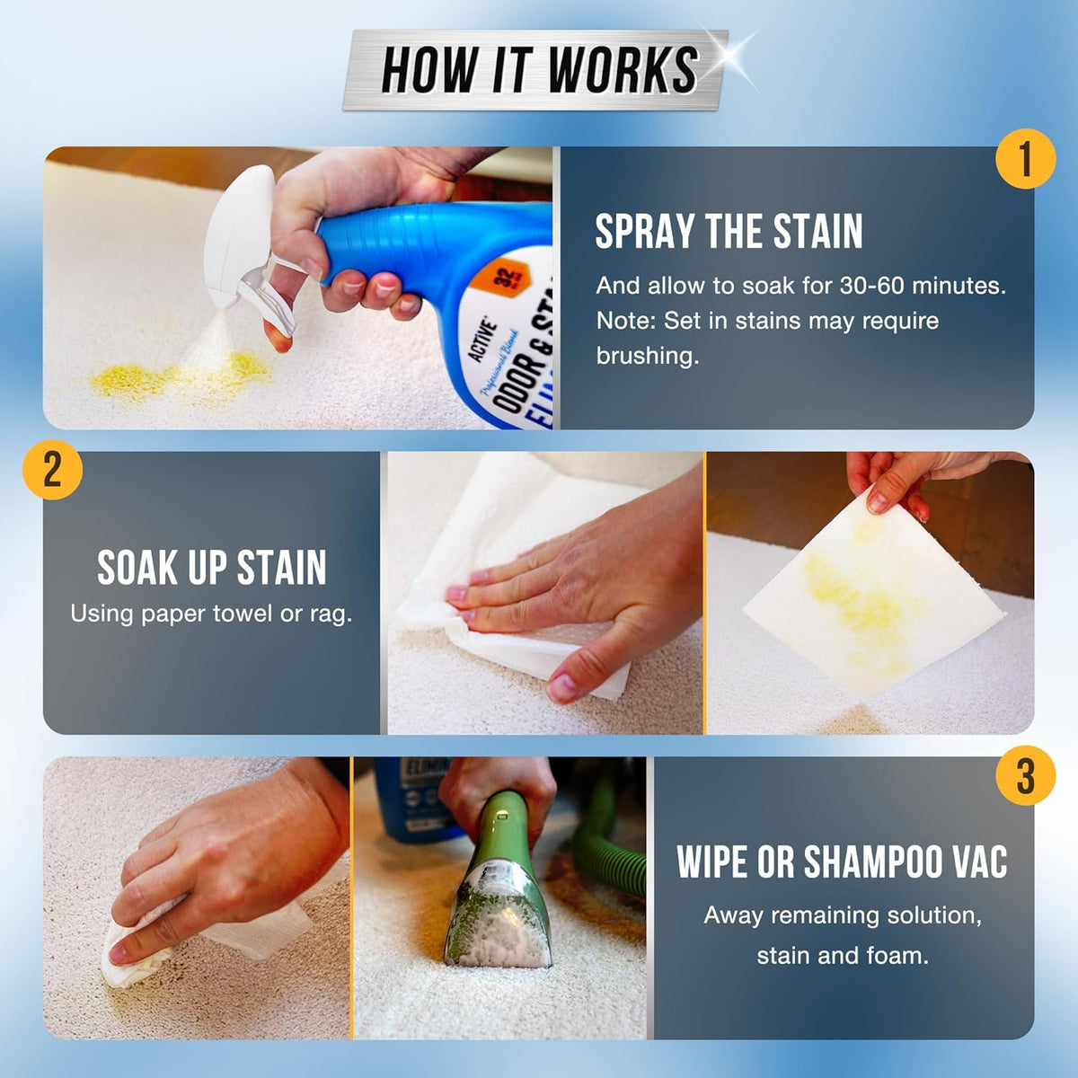 Close up of natural citrus oil pet deodorizer spray bottle showing directions.