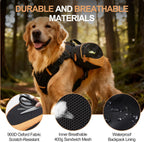 Xuvira pet hiking harness showing side storage pockets