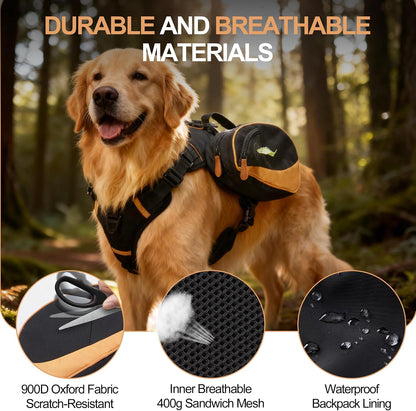 Xuvira pet hiking harness showing side storage pockets