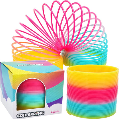 The Dreidel Company Plastic Multicolor Coil Spring front view vibrant rainbow novelty toy