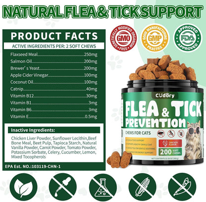 Palatable chicken flavored wellness treats for cat flea protection