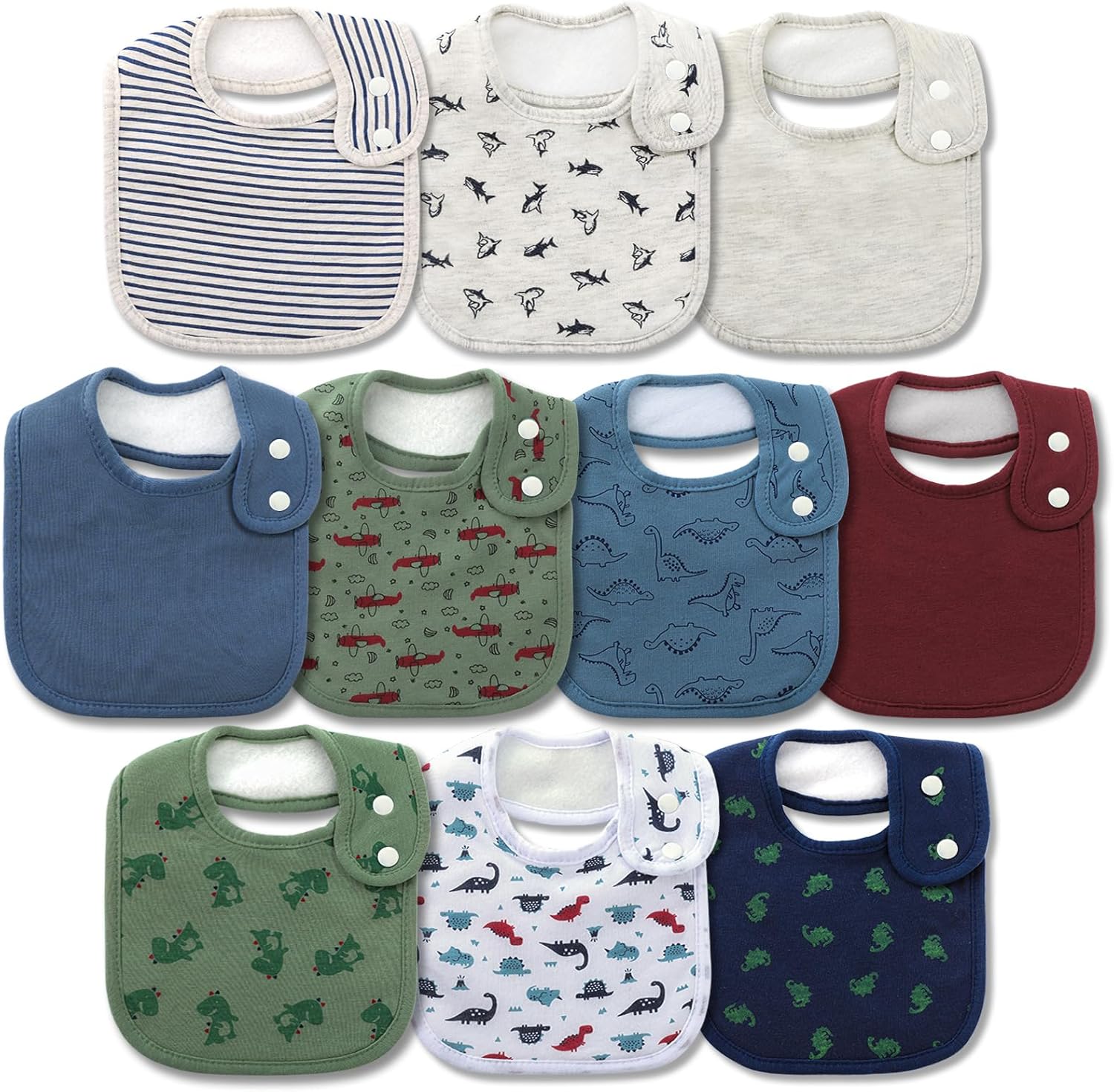 Hakochia waterproof organic cotton baby bib front view