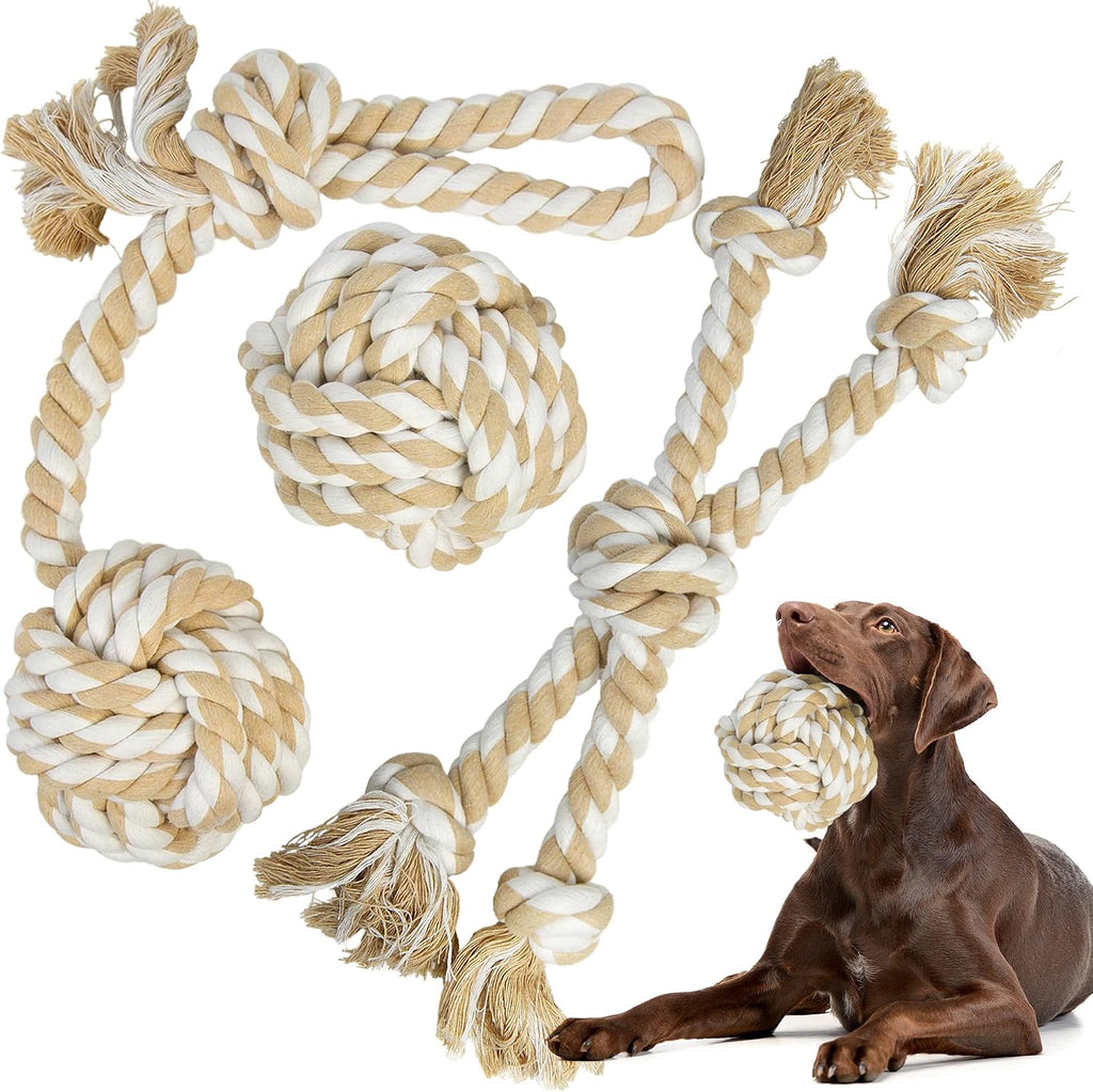 TwoEar Dog Rope Toy 4 Pack - Puppy Teething Toys for Small Breed - Indestructible Dog Chew Toys for Aggressive Chewers - Cotton Tug of War Dog Toys for Boredom, Teeth Clean - Image 10