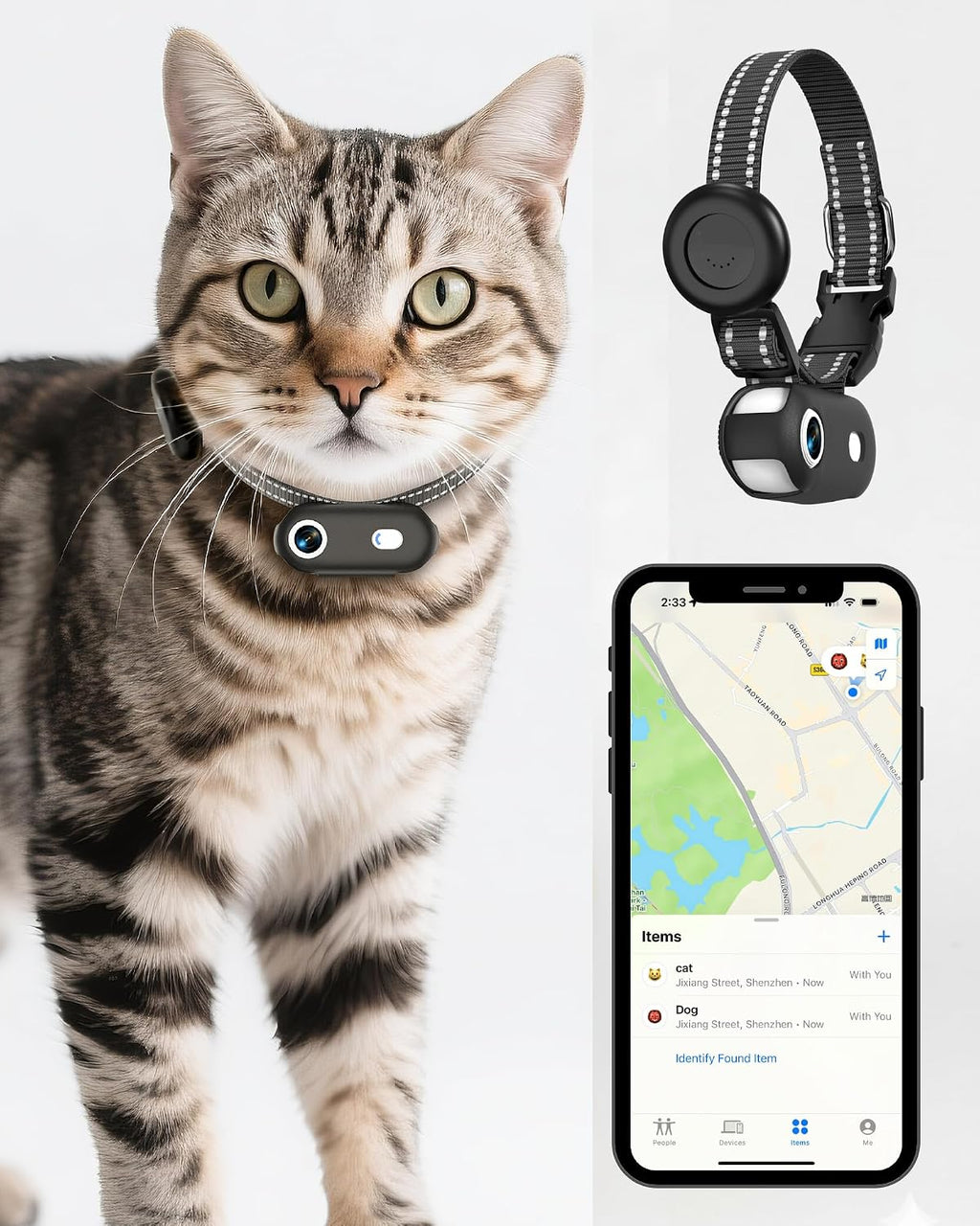 ZoomaraKam cat and dog camera collar front view for small pets