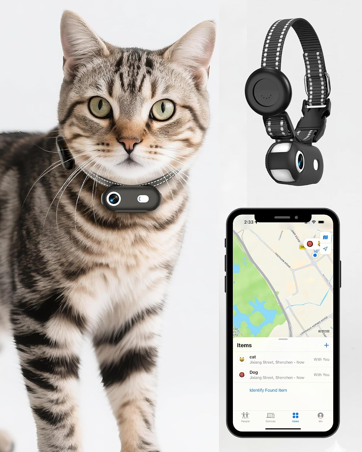 ZoomaraKam cat and dog camera collar front view for small pets