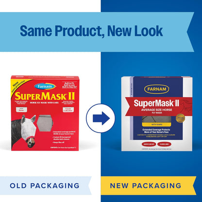 Farnam SuperMask II Horse Fly Mask WITH EARS, Extended Coverage Equine Fly Protection, Protects Eyes from Insects, Debris & UV, Adjustable Throat Latch, Plush Fleece Trim, Average Size - Image 3