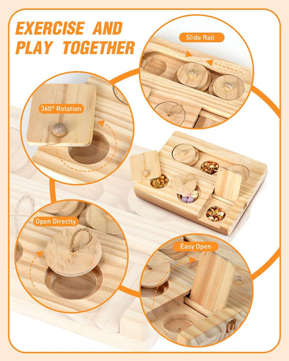 Close up view of the durable natural wood construction of the MWAOWM small animal toy