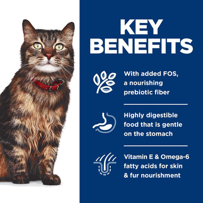 Close-up of Hill's Science Diet tender chunks in gravy wet food texture for healthy skin and coat.