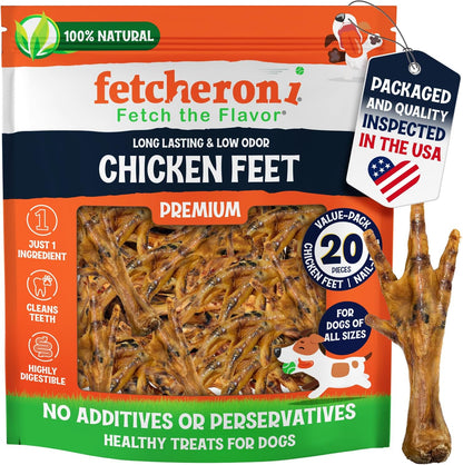 FETCHERONI Premium Chicken Feet Dog Treats - Dehydrated Poultry Foot - No Additives - Digestible Chew - Joint Health Support - All Natural (50-Pack) - Image 10