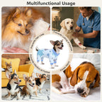 Glittme pack of four machine washable dog apparel vests laid flat.