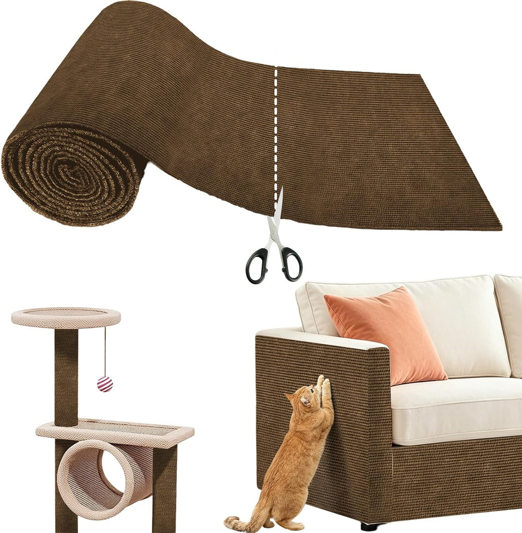 Cat Scratch Mat for Couch Furniture, Self-Adhesive Cat Scratcher Carpet, Trimmable DIY Cat Scratch Pad, Furniture Protector for Couch,Sofa,Door & Cat Tree (Light Gray, 39.3" x 15.8") - Image 9