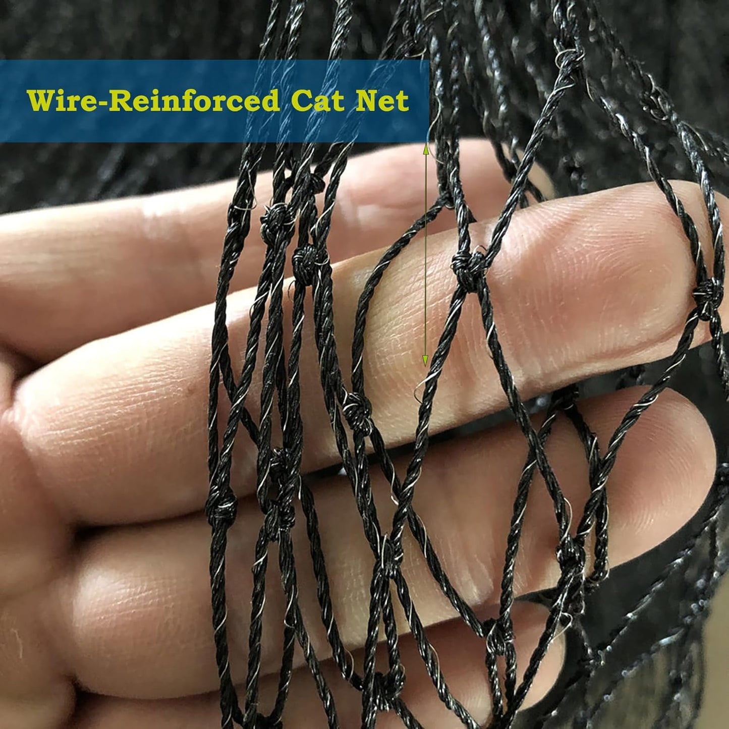 Diagram showing how to install Jumxsrle balcony net with hooks