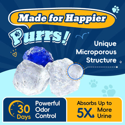 Close up of unscented silica cat litter crystals