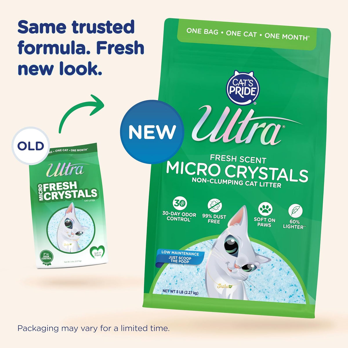 Close up of Ultra Fresh silica gel cat litter texture