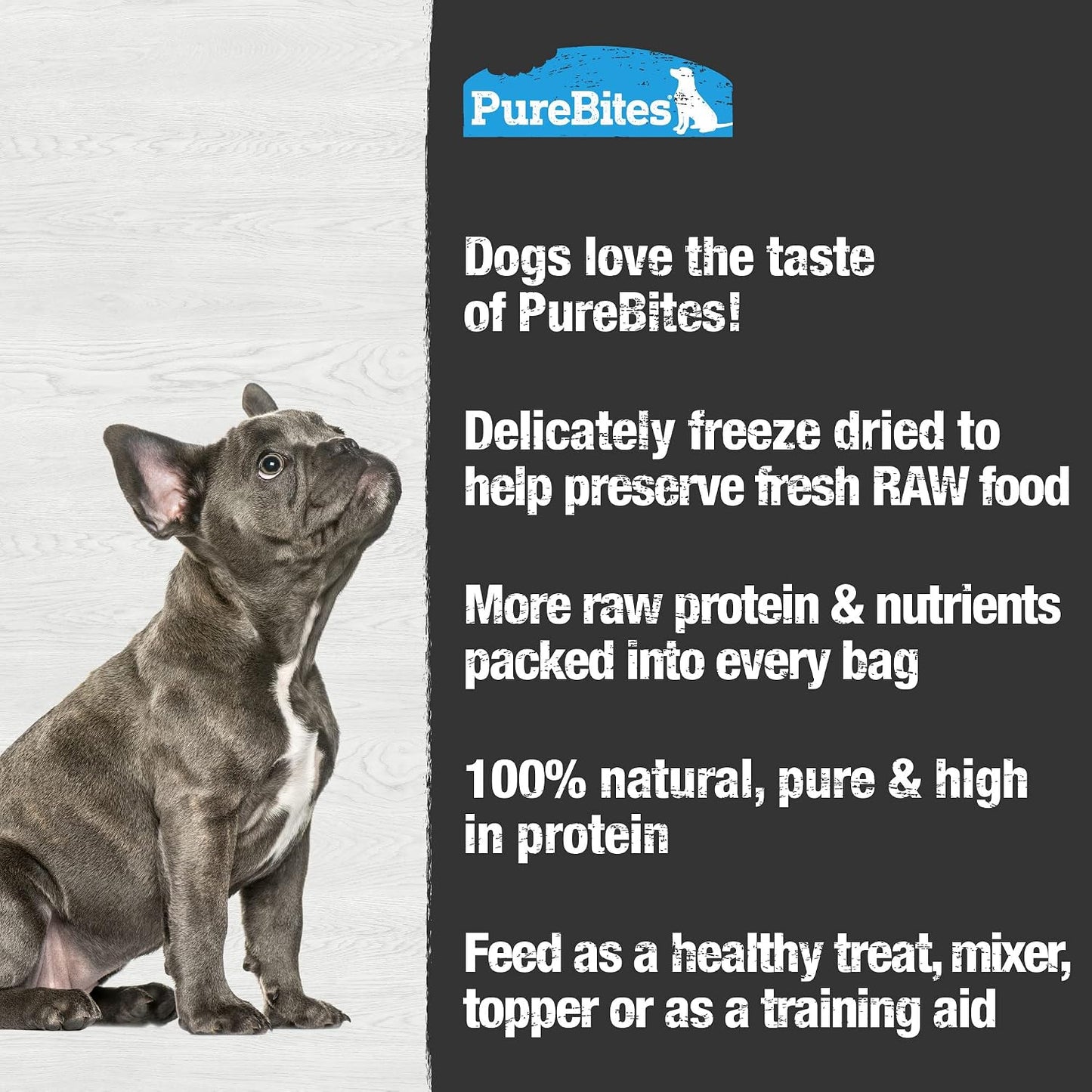 PureBites pet food packaging highlighting USA made quality standards for dogs