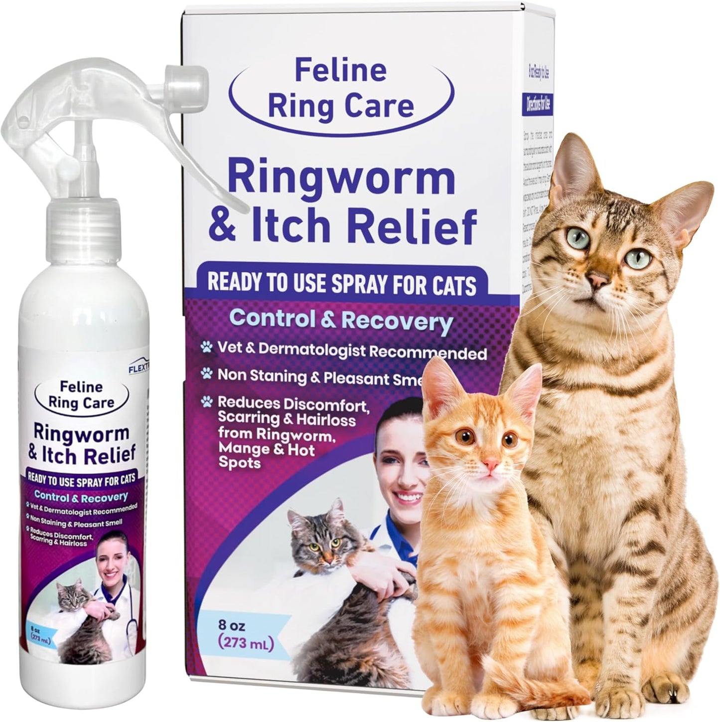 FlexTran Feline Ring Care spray front view for cat ringworm treatment