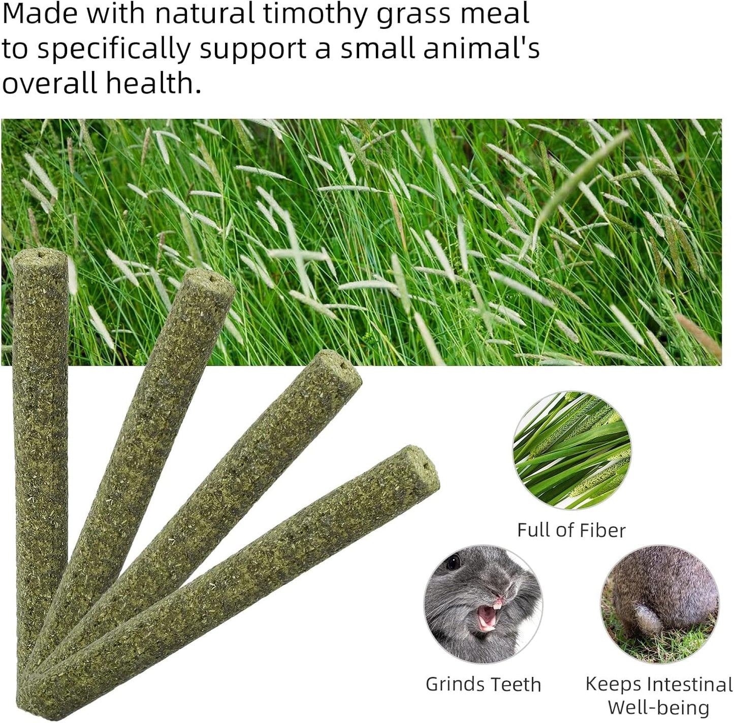 Close up of textured Timothy hay rods showing natural green fiber