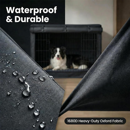 Close up look at the durable multi direction zippers on Geheng dog crate cover.