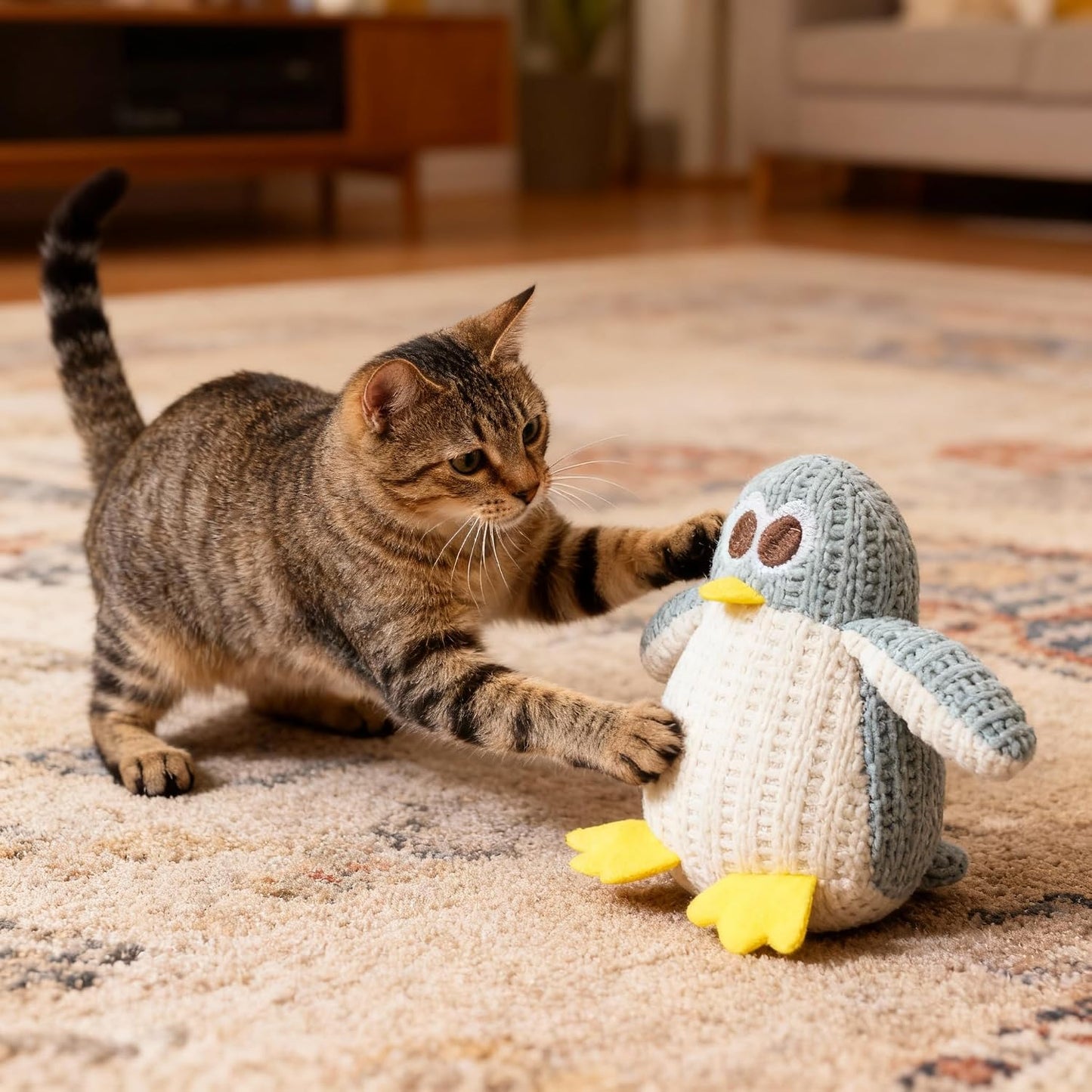 VisnzvLux kitten teething toy pack showcasing embroidered eyes and cream bellies