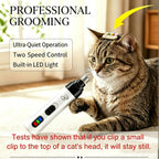 Low noise pet trimmer showcasing the three safety grinding ports for small animals.