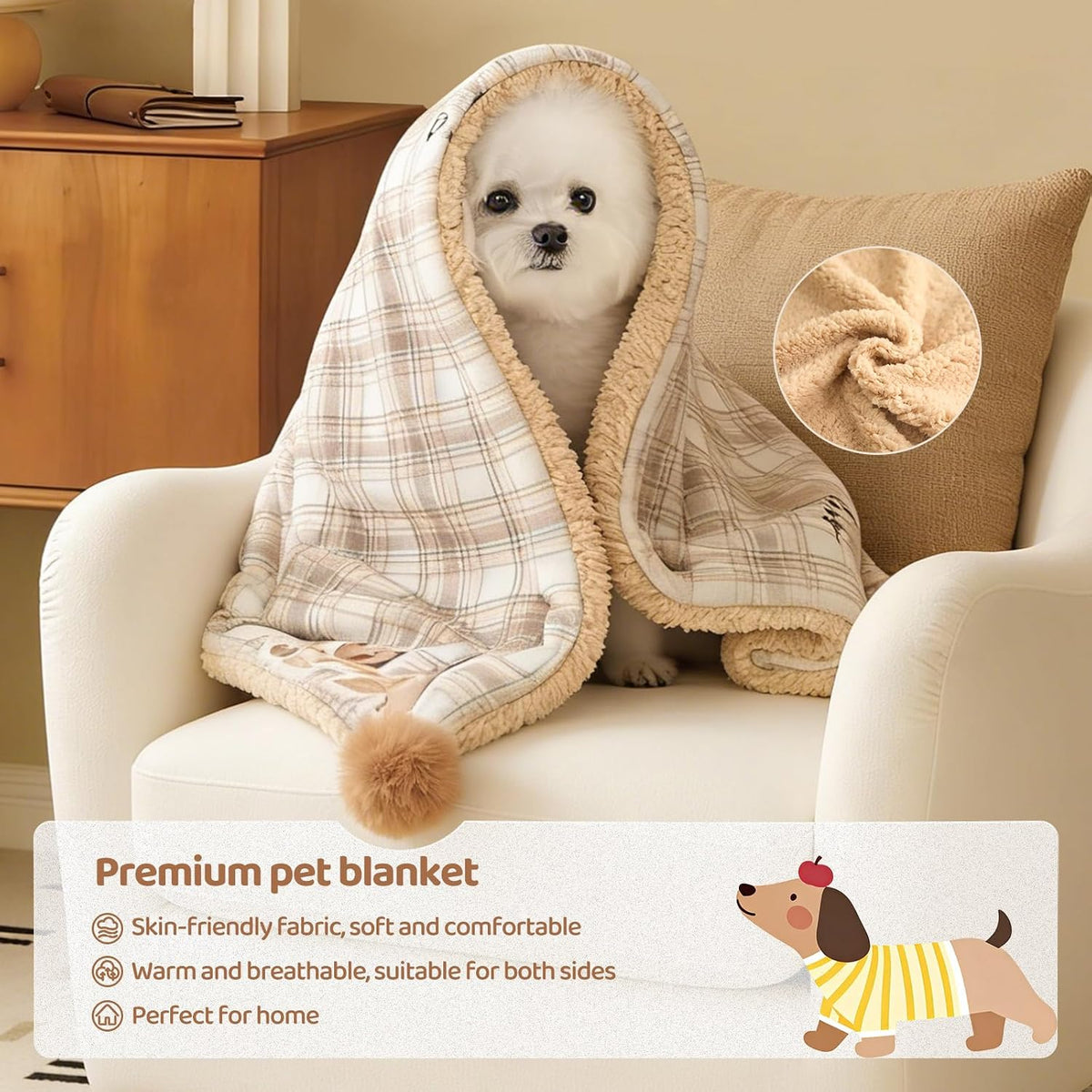 Jiupety imported pet blanket showcasing its soft double sided fabric