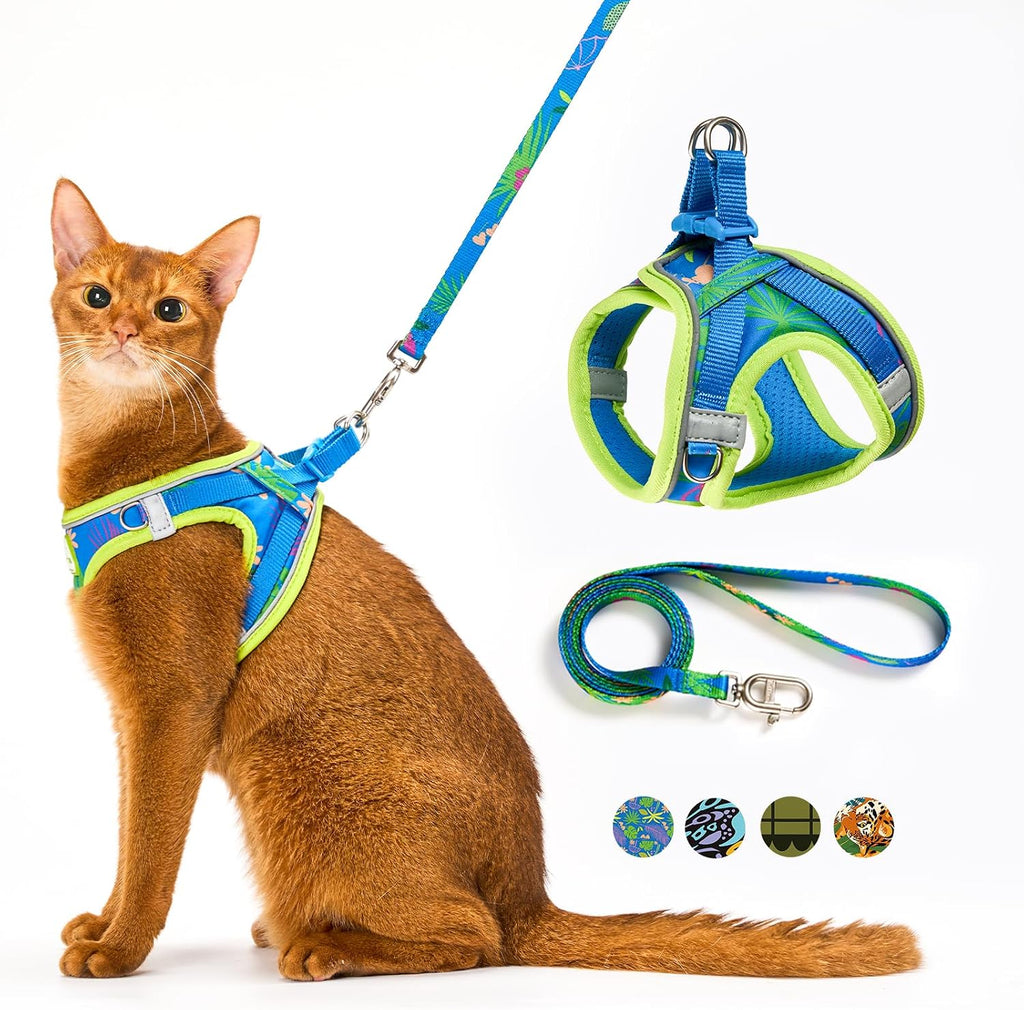 PetThem step in cat harness flat view showcasing full butterfly design.