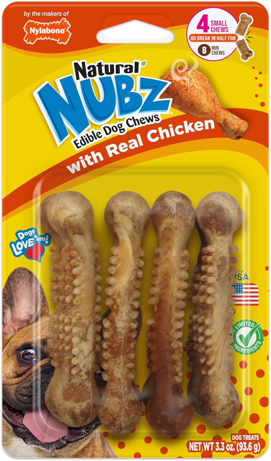 Nylabone Nubz Natural Dog Treats for Small Breeds, Long Lasting Chew Bones Made in USA, Chicken Flavor Breath Freshener Dental Chews, Small Dog Bones, Up to 30 lbs. (36 Count) - Image 13