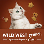 Close up of crunchy bite-sized cat treats in beef liver and cheddar flavor