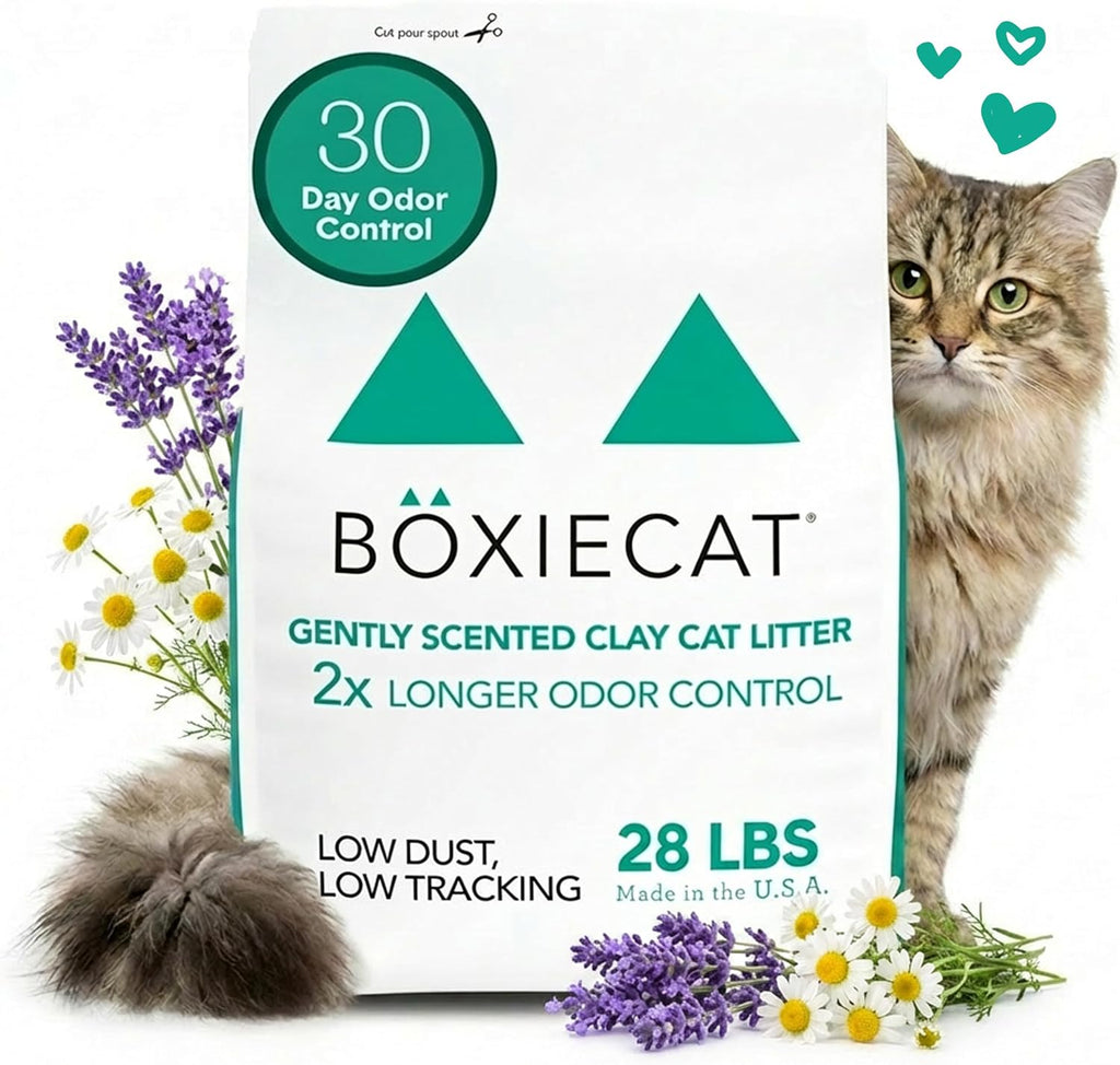 Cat litter box filled with Boxiecat unscented formula