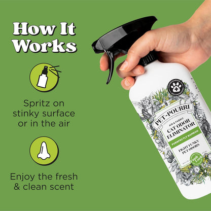 Close-up of Poo-Pourri Pet-Pourri Smell Ya Litter 3.4 Fluid Ounce bottle packaging