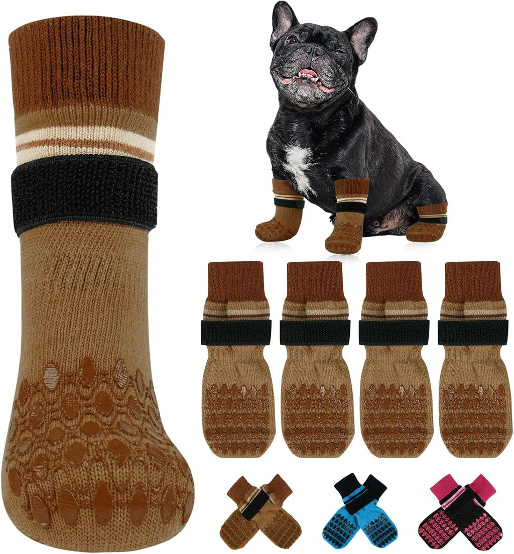 Kuoser Non Slip Dog Socks for Hardwood Floors, 4Pack Anti-Slip Dog Grippy Socks to Prevent Licking Paws, Dogs Booties Paw Protectors with Double-Sided Traction for Small Medium Large Senior Dogs, XS - Image 11