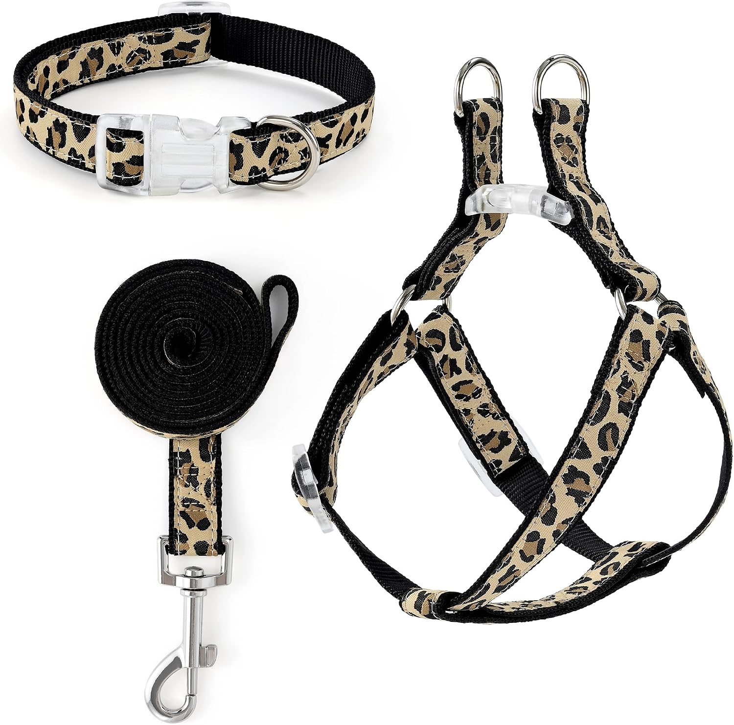 Mile High Life Leopard Dog Harness Collar Leash Set, Adjustable No Pull Dog Halter Harness for Small Breed Dogs, Easy Control for Training Walking (Pink, S Chest 11"-18", Neck 10"-14") - Image 10