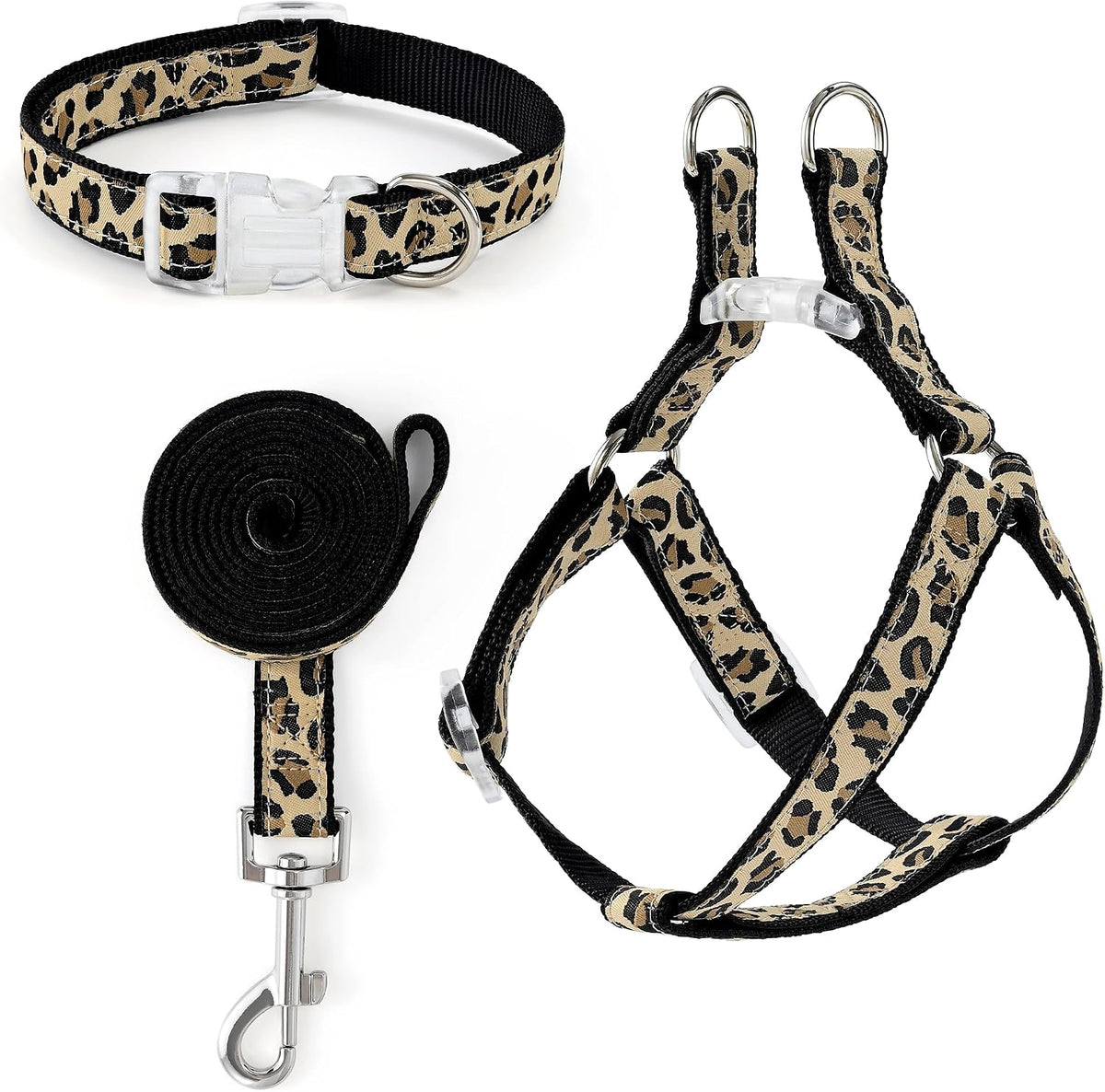 Mile High Life Leopard Dog Harness Collar Leash Set, Adjustable No Pull Dog Halter Harness for Small Breed Dogs, Easy Control for Training Walking (Pink, S Chest 11"-18", Neck 10"-14") - Image 10
