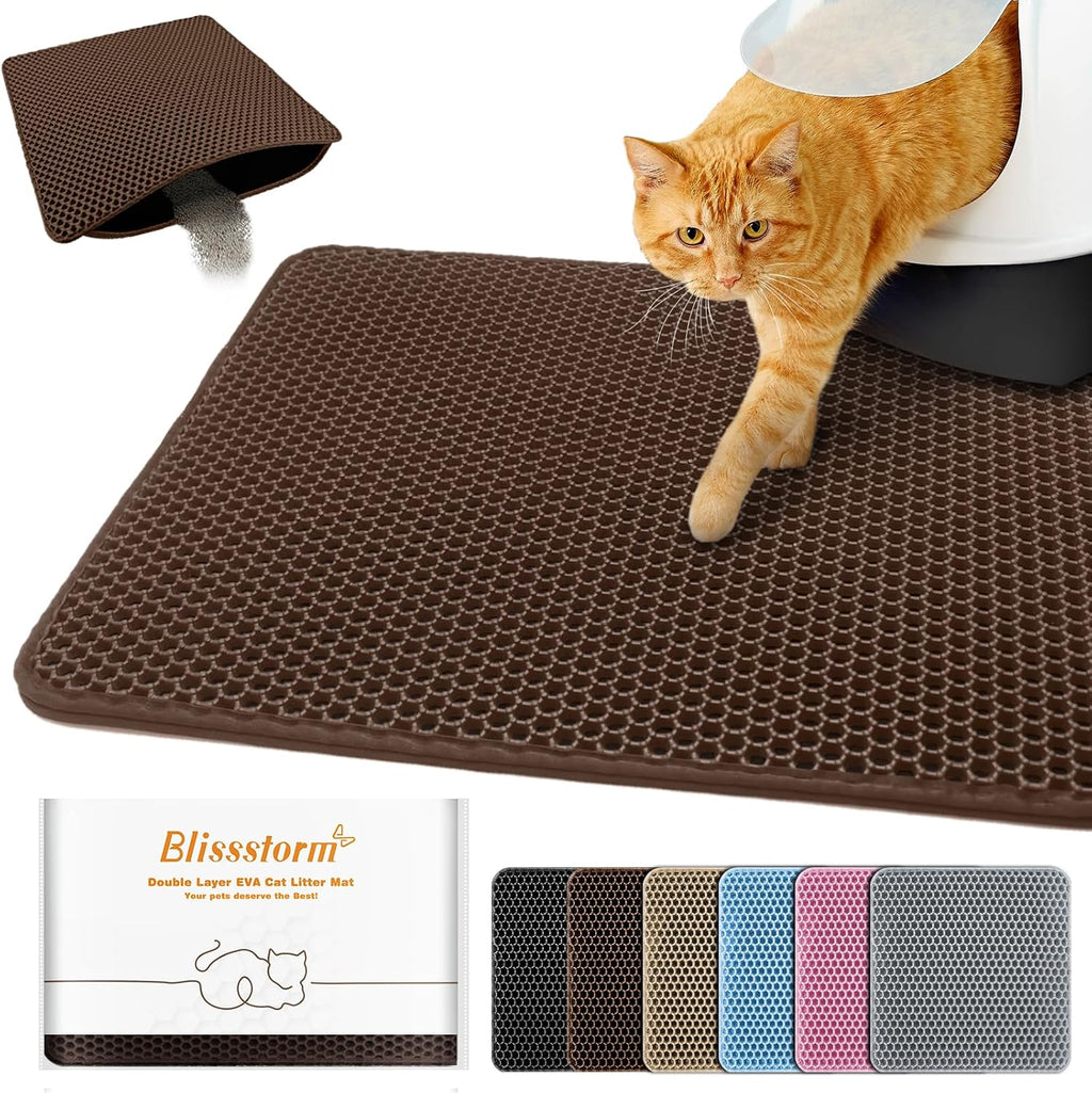 Waterproof Cat Litter Mat, Double Layer EVA, Odor-Free Large Grid, Urine Proof, Easy Cleanup (Pink, 16 x 20) - Image 11
