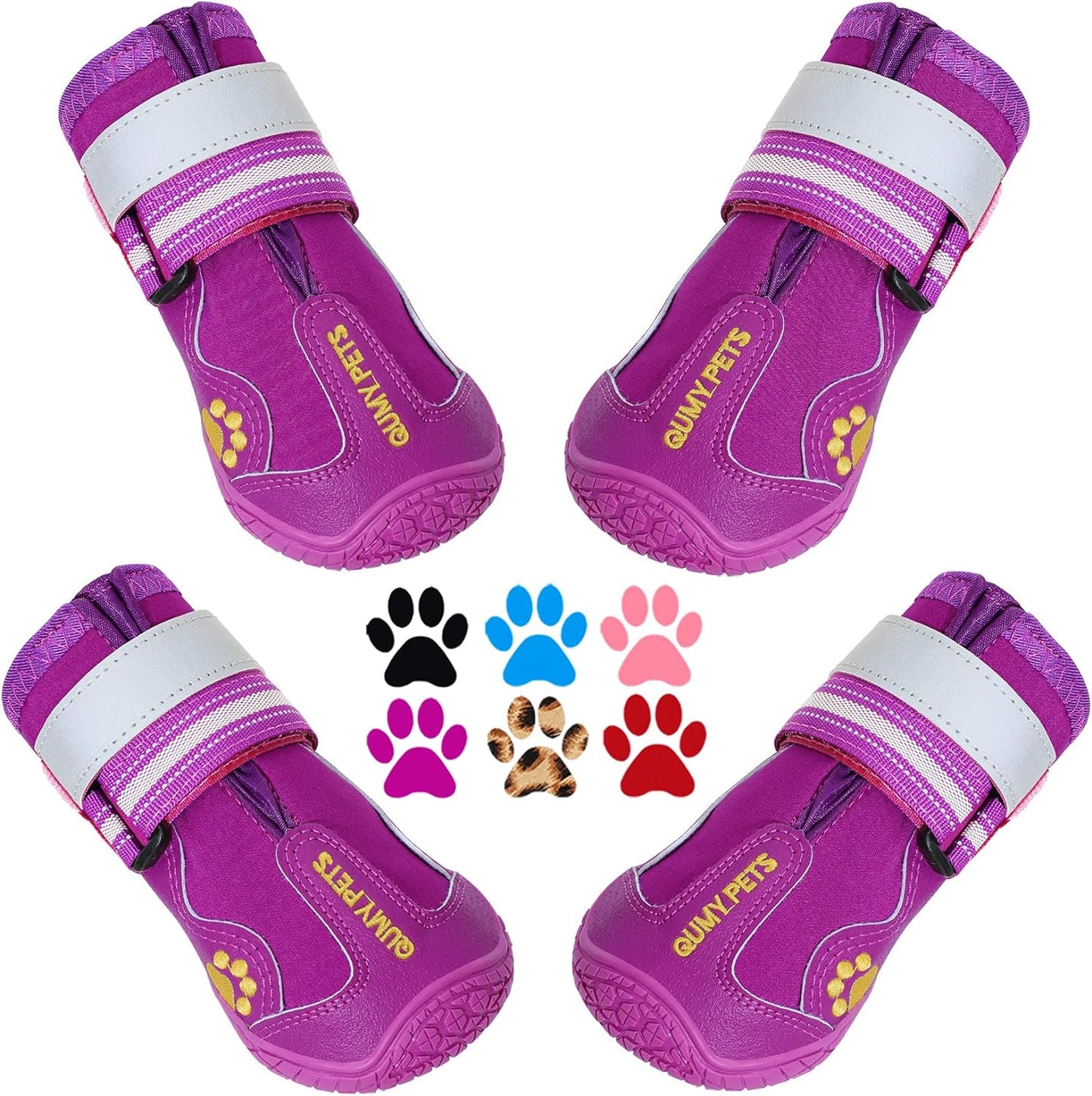 Full set of four Qumy dog boots for large and medium dogs