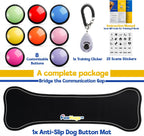 Someone recording a custom thirty second voice command on a pawhugs dog word button.