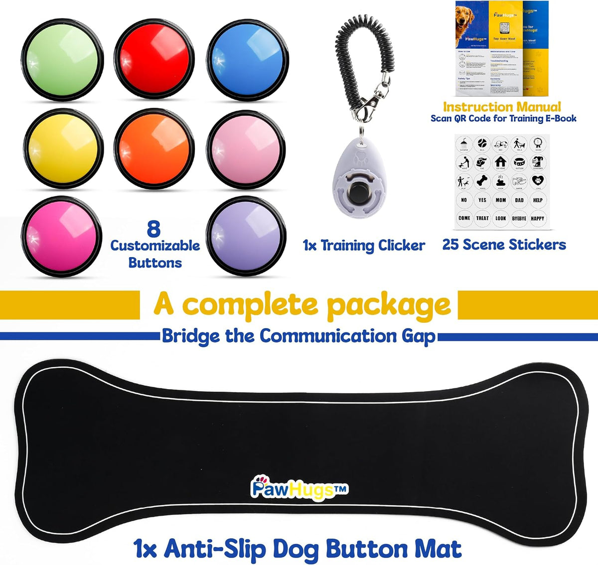 Someone recording a custom thirty second voice command on a pawhugs dog word button.