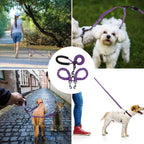 BAOBOTE premium purple double dog leash coupler attachment