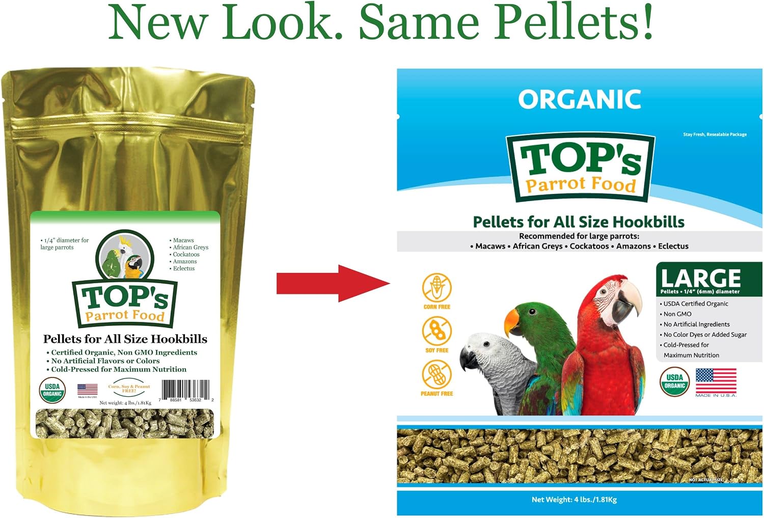 TOP's parrot food pellets in a bowl for pet birds