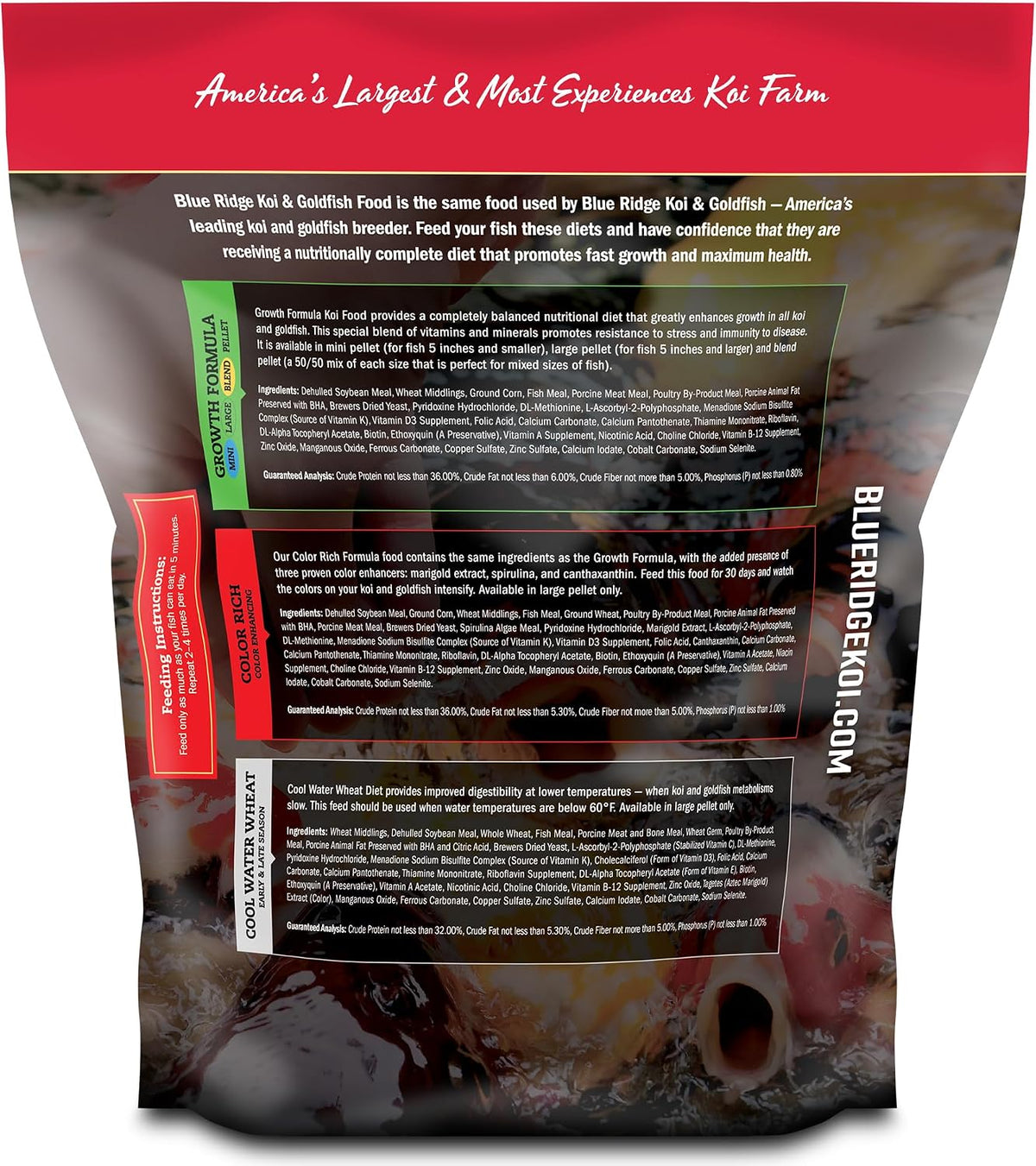 Blue Ridge Fish Hatchery Growth Formula Koi And Goldfish Food Mini Pellet front view package