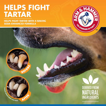 Dog receiving oral care with Arm And Hammer dental spray