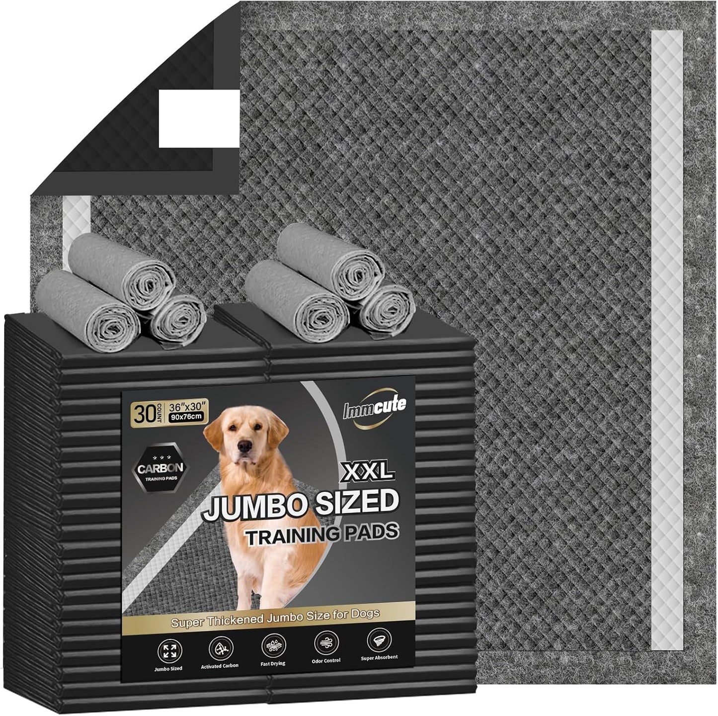 IMMCUTE XXL Puppy Pads 36"X44", 30 Ct, Jumbo-Size Dog Training Pads for Large Breed or Multiple Dogs, Pee Pads Extra Large with Adhesive Strip, Odor Control Dog Potty Pads - Image 9